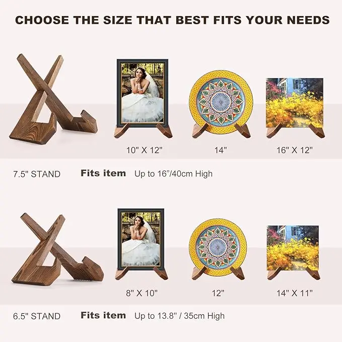 Wooden Plate Stands for Display  Picture Frame Stand Decorative Plaque Easels Stand for Display