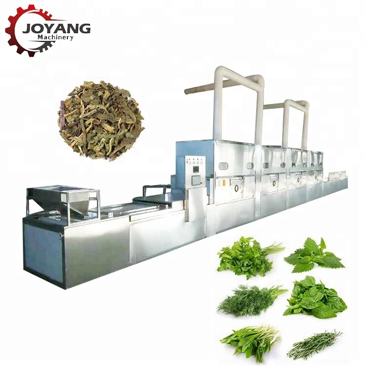 PLC Control Industrial Tunnel Tea Herb Moringa leaves Dryer Microwave Drying Machine