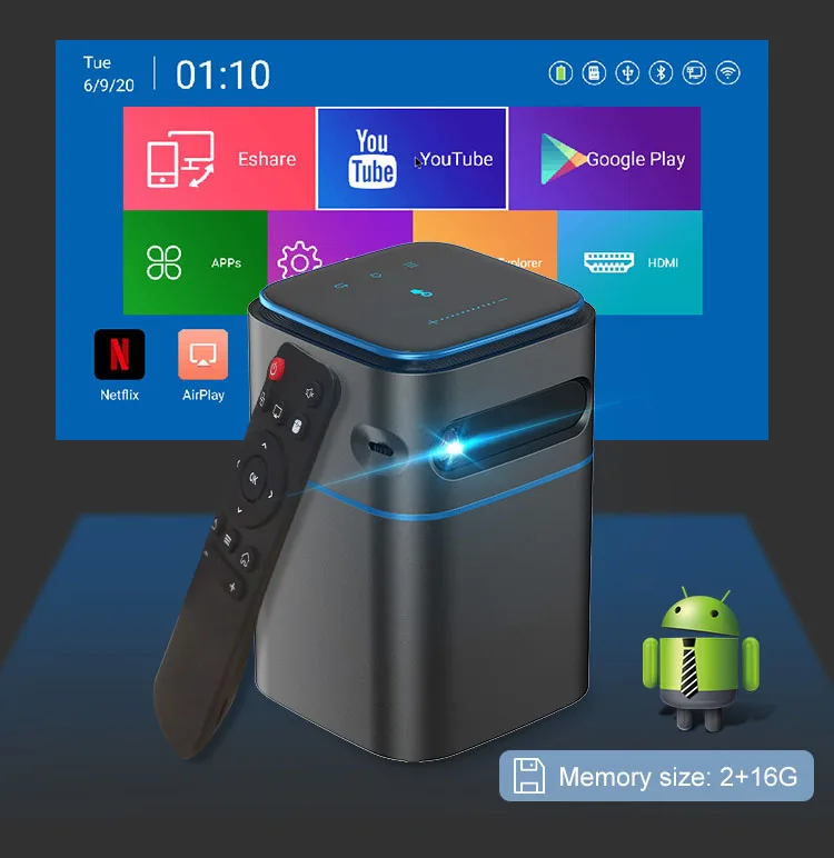 DLP Full HD 1080P 4K Digital Home Theater Movie Video Smart Android Pico Projector Outdoor Mobile Portable Pocket Mini Projector