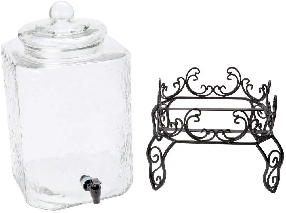 Large 5 Gallon Big Glass Jar Beverage Dispenser With Tap And Stand Glass Lid