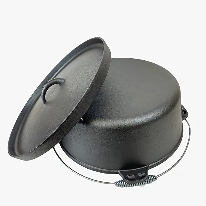 Pre-Seasoned Camp Cookware Pot BBQ Cooking Cast Iron Dutch Oven with Lid Lifter Handle