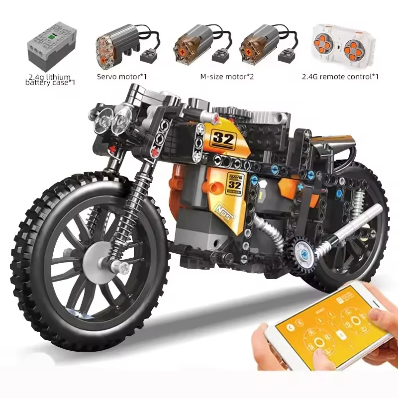Mould King 23005 383Pcs APP Remote Control Moc Technic Motorized Car The Fast Rc Motorcycle Building Block Set