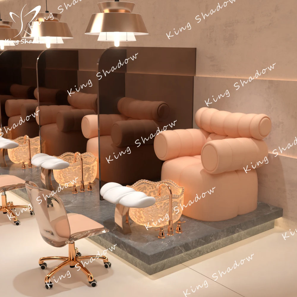 pink color pedicure chair with gold accessary  Nails salon equipment manicure chair kid  pedicure chair spa