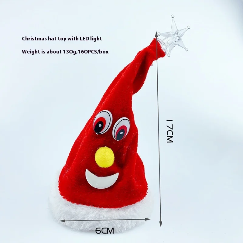 New electric Christmas hat Santa Claus toy 6-inch swinging bell clang light tree creative Christmas swinging hat toy