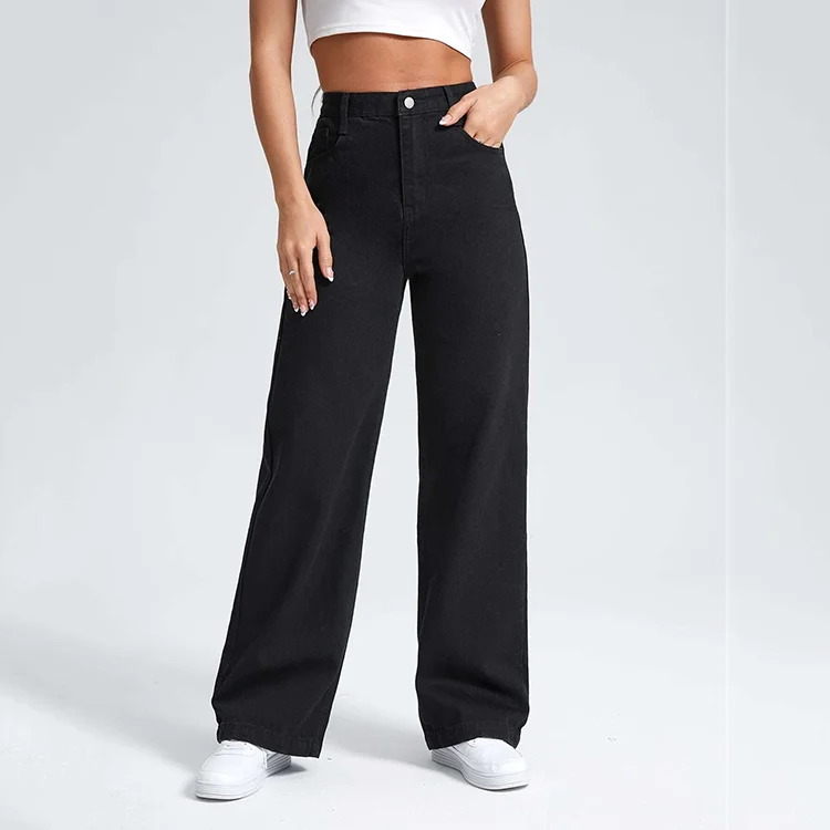 2023 New Arrival Wholesale Custom Women High-Rise Wide Leg Baggy Jeans For Women