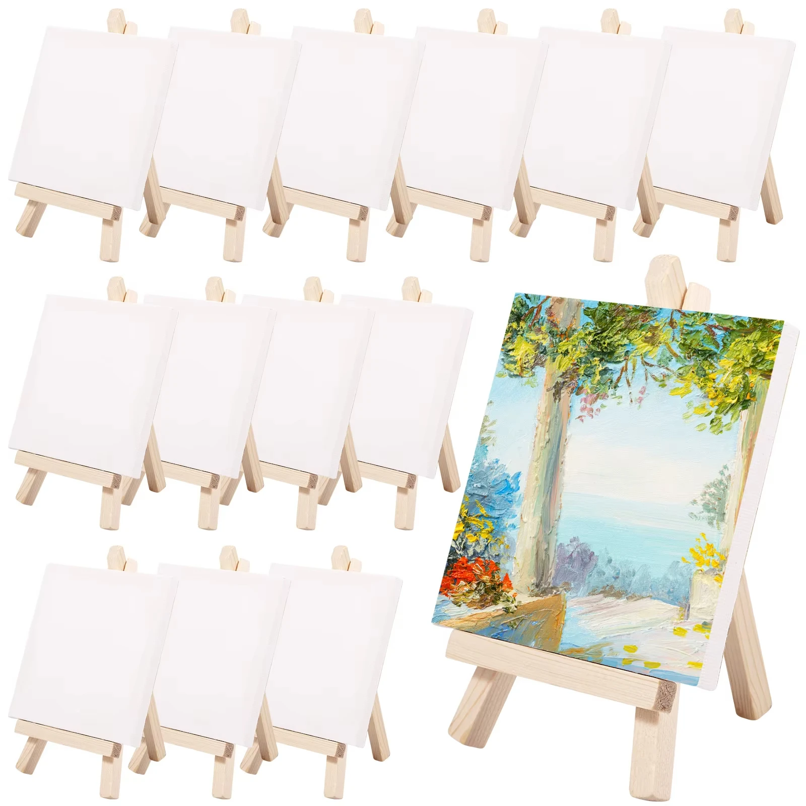 Keep Smiling Small 10*10CM Painting Stretched Canvas with Mini Easel Art Supplies For Painting Artist