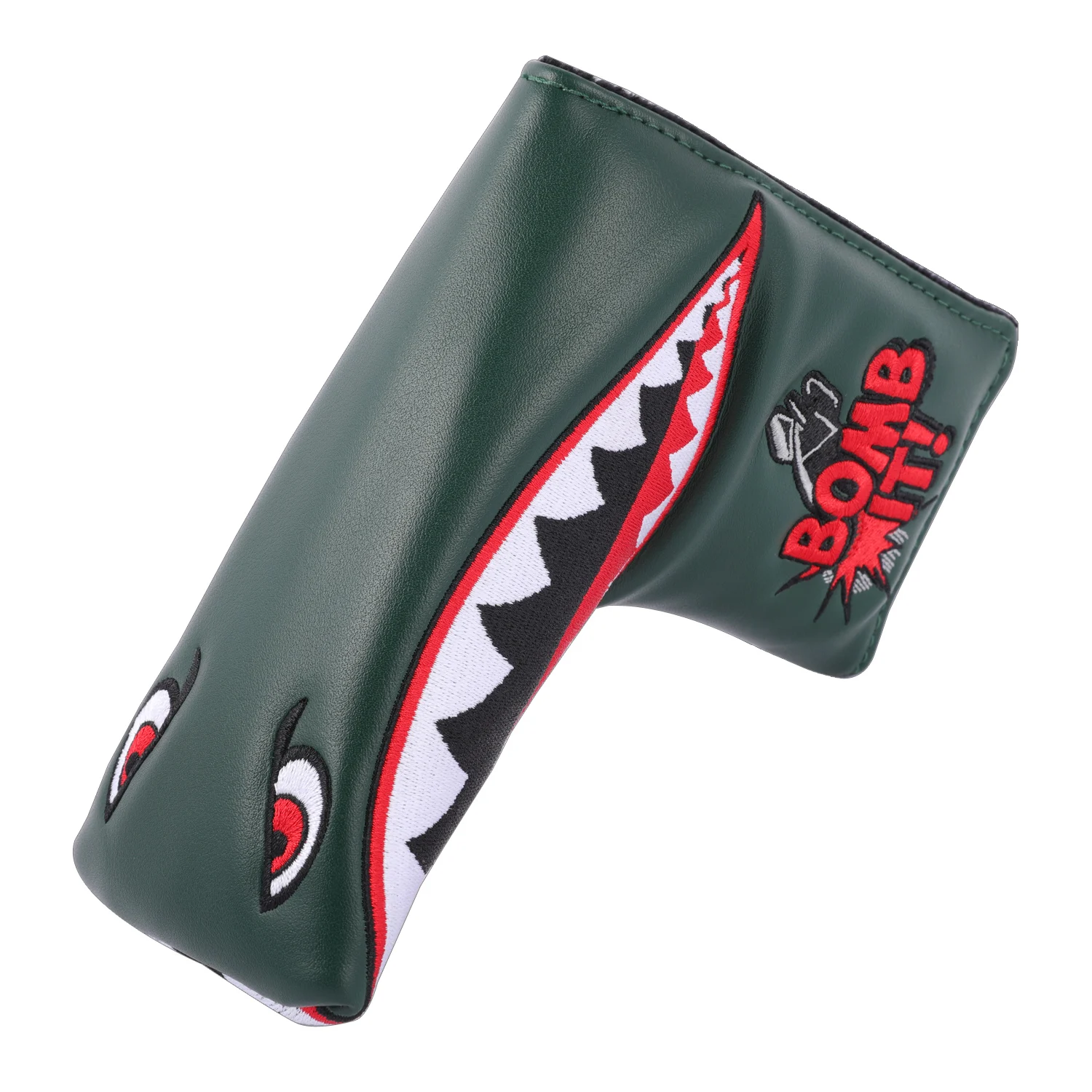 Drop-shipping Shark Bomb IT White PU Leather Strong Magnetic Closure Golf Head covers Blade Putter Cover