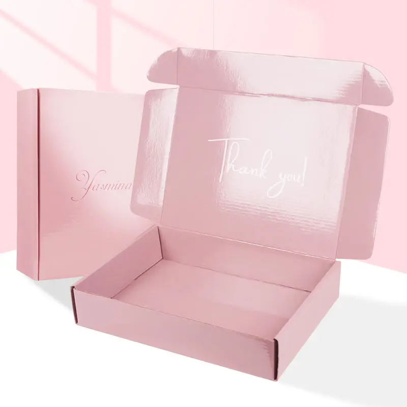 Wholesale Pink Packaging Mailer Paper Box Mailing Shipping Corrugated Cardboard Mailer Boxes Custom Logo