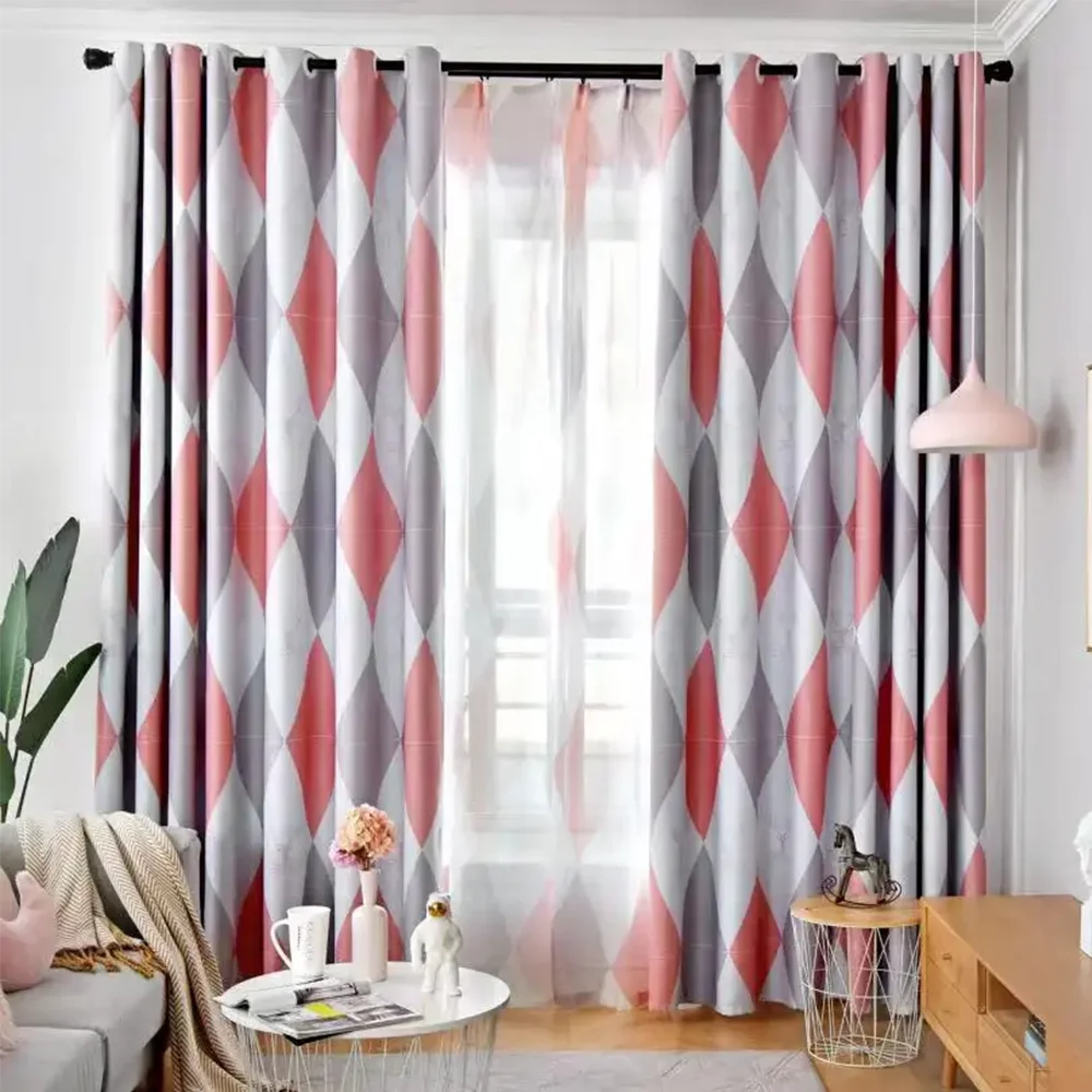 Curtain Panels Heavyweight Jacquard Drapes Shutters Curtains Simple Color Contrasting Geometry Floral Kitchen Window Curtains