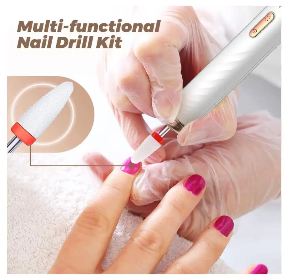 2024Professional Rechargeable Electric Nail Drill Machine with Ceramic Nail Bit for Beginners