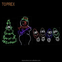2022 Outdoor LED Decorative Lighting 2D Christmas Tree Snowman and Bulbs Motif Lights