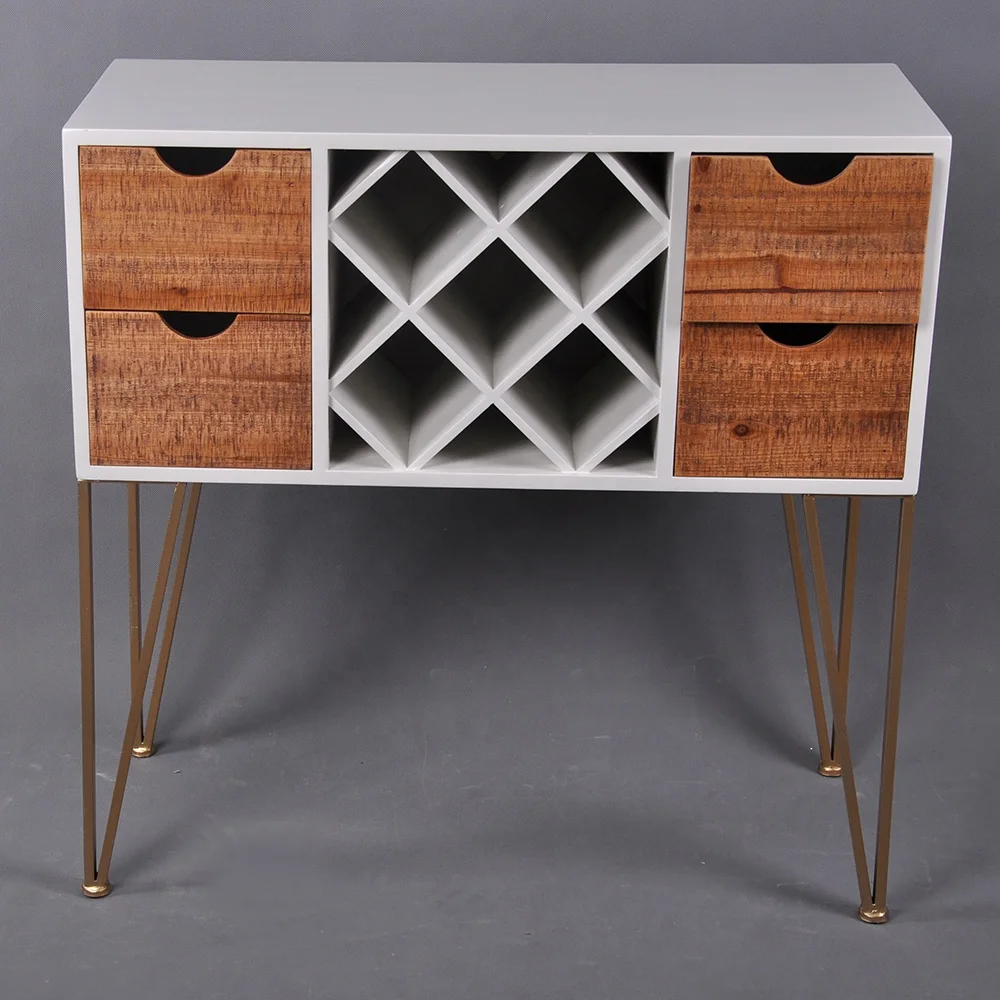 Mayco Modern White Flatware Storage Wood Dining Room Cabinet Chest of Draws with Wine Rack