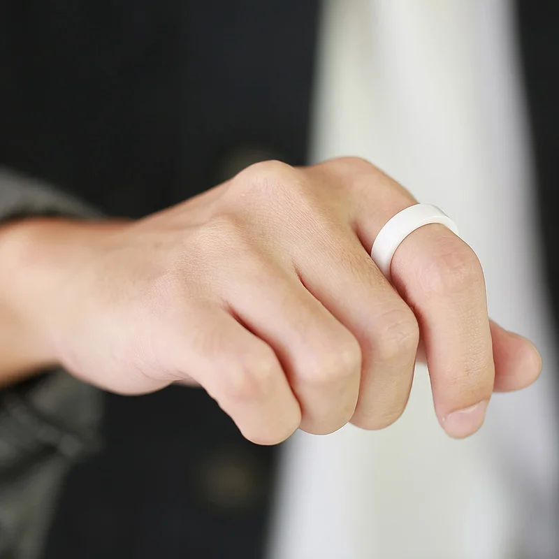 Hot Selling Cheap Jewelry Simple Design 6mm White Black Ceramic Ring Blank Wedding Band Ring for Men Women