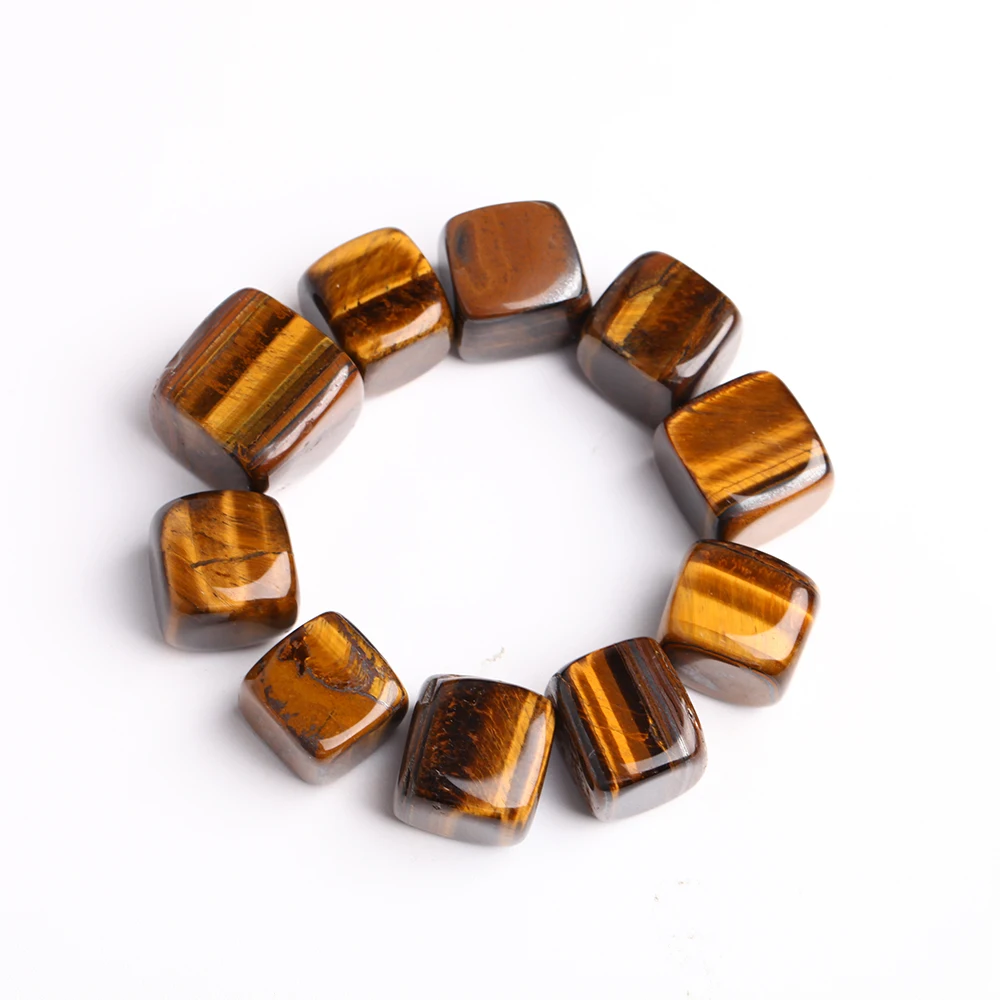 Natural Quartz Yellow Tiger Eye Stone Cube Crystal Healing Crystal Chakra Reiki Polished Mineral Aqua Jewelry Collection Gift