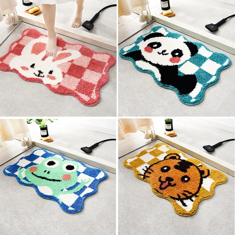 Cartoon Home Bath Mat Soft Super Absorbent Bathroom Mats Non-Slip Kids Room Cute Decoration Doormat Kitchen Floor Rugs Rabbit