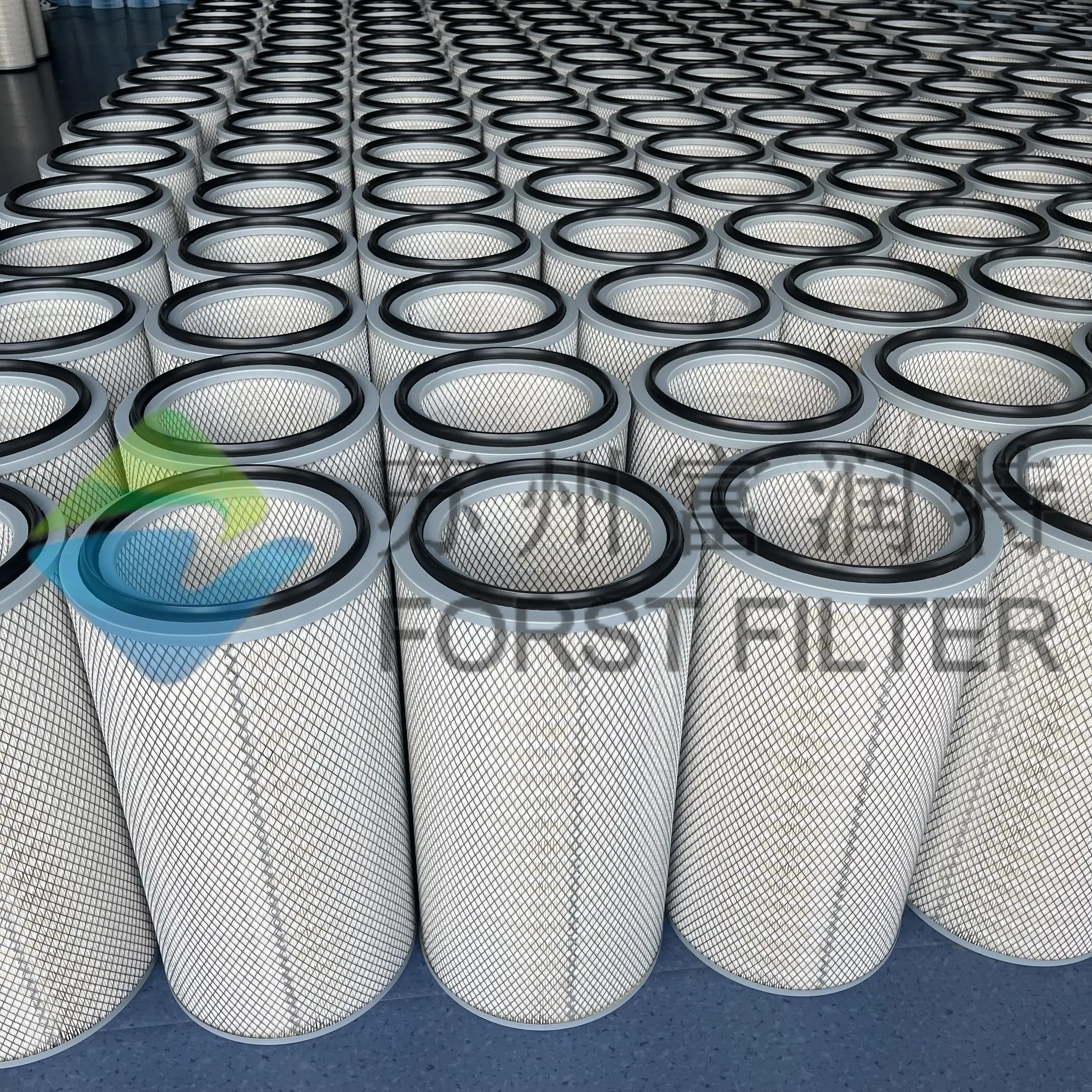 Blue Hepa  Air Filter cartridge paper 0.5 Micron Cylindrical Industrial Cellulose Nano Flame retardant Bonded Fabric