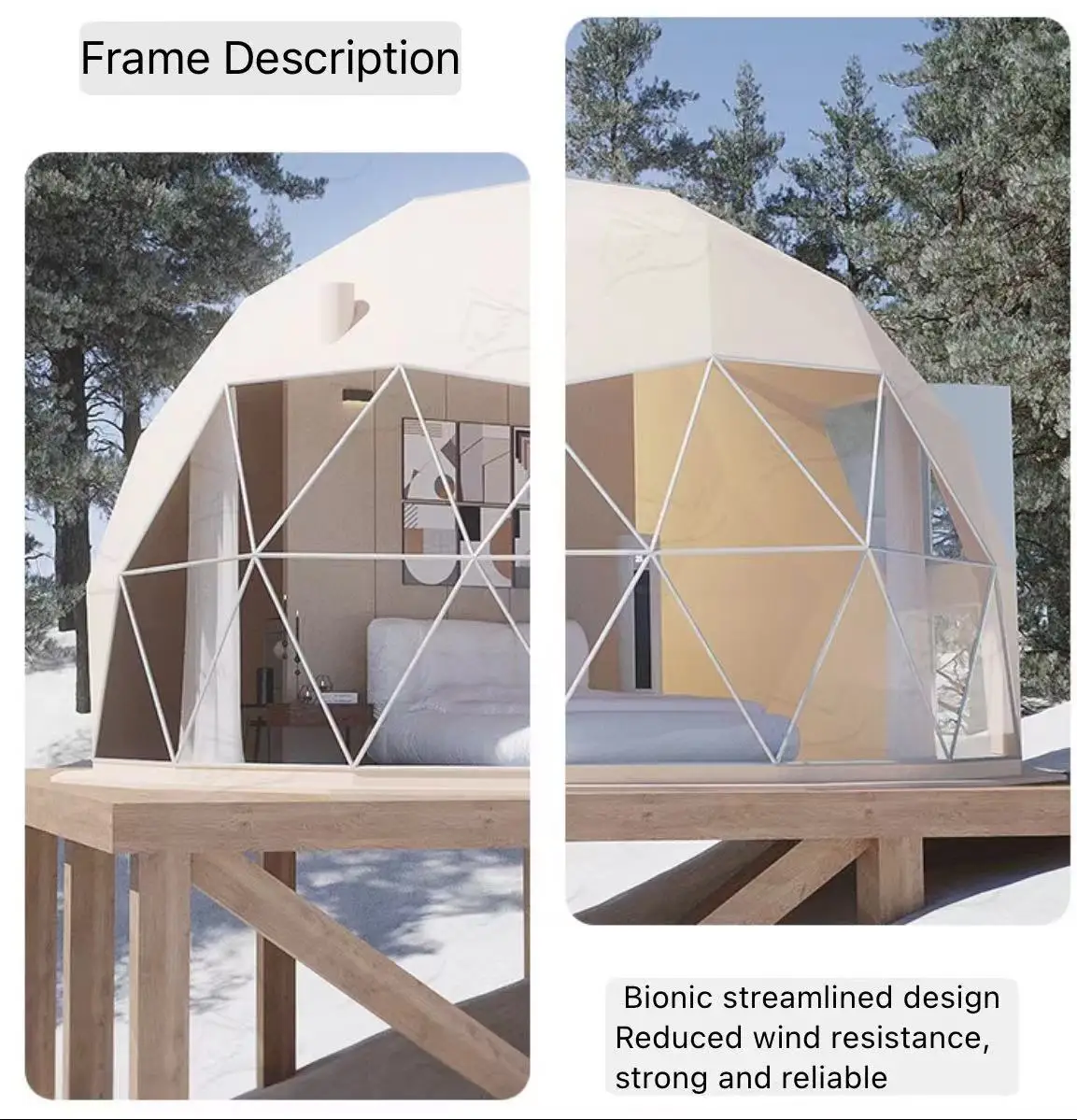 Eco-friendly PVC Half Circle Geodesic Dome Tent Prefabricated Plastic Camping Outdoor Waterproof Glamping  Hotel