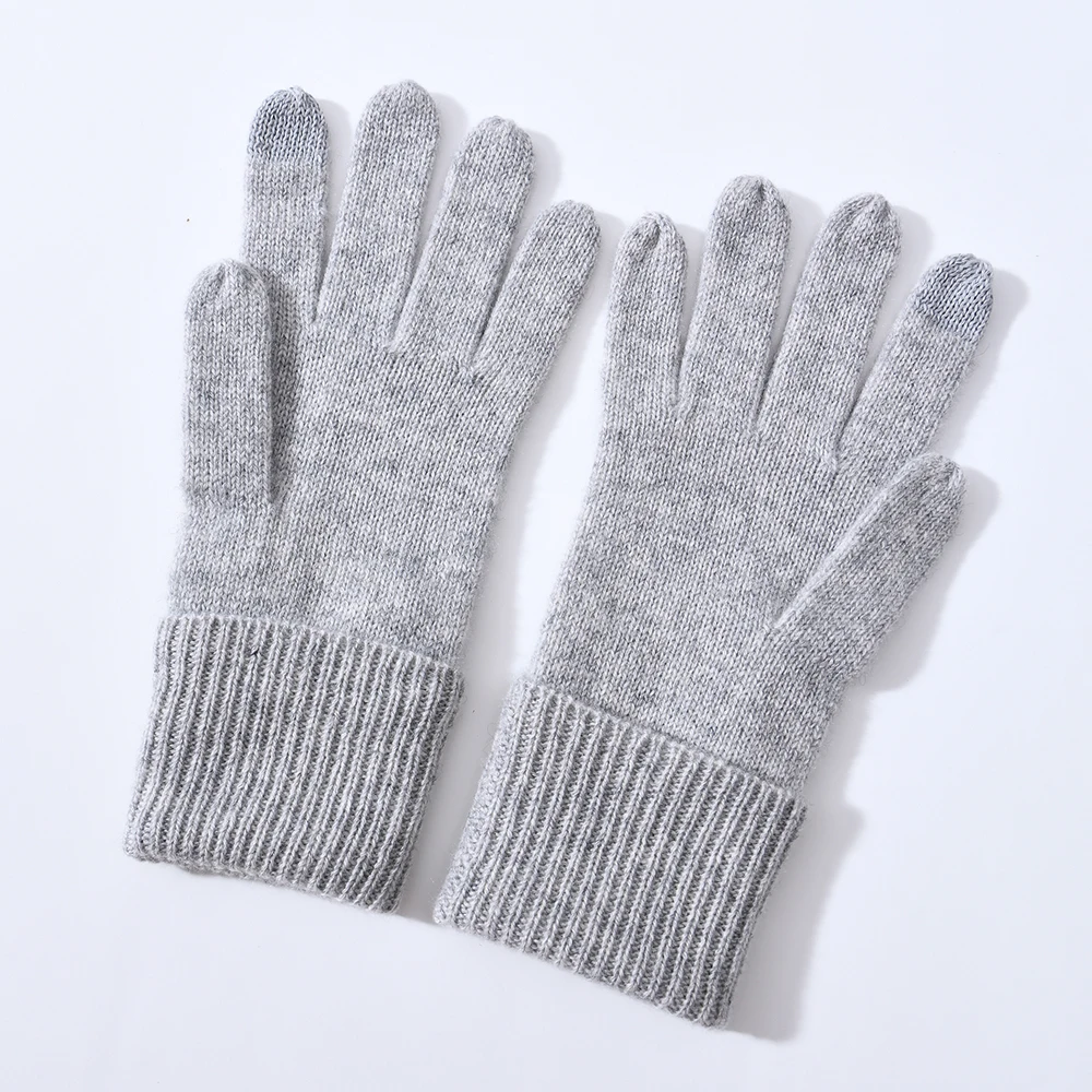 Новое поступление, высокое качество, варежки на весь палец, эластичные манжеты, женские теплые толстые зимние кашемировые вязаные однотонные перчатки