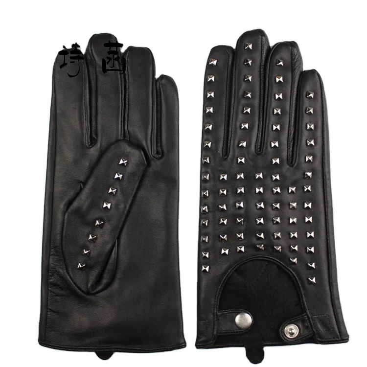 
fashional new driving 100% genuine leather gloves with metal studs 