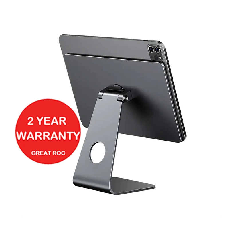 Great Roc Magnetic Tablet Stand Holder Adjustable 360 Rotating Floating Aluminum Desk Adjustable Magnetic Desk Tablet Holder