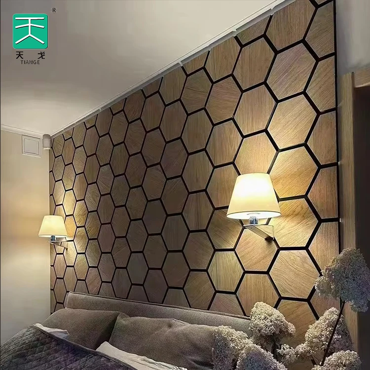 TianGe Polyester Fiber Diy In Wood Wool Soundproof Wall Veneer Hexagonal Acoustic Absorption Panel Board Plates