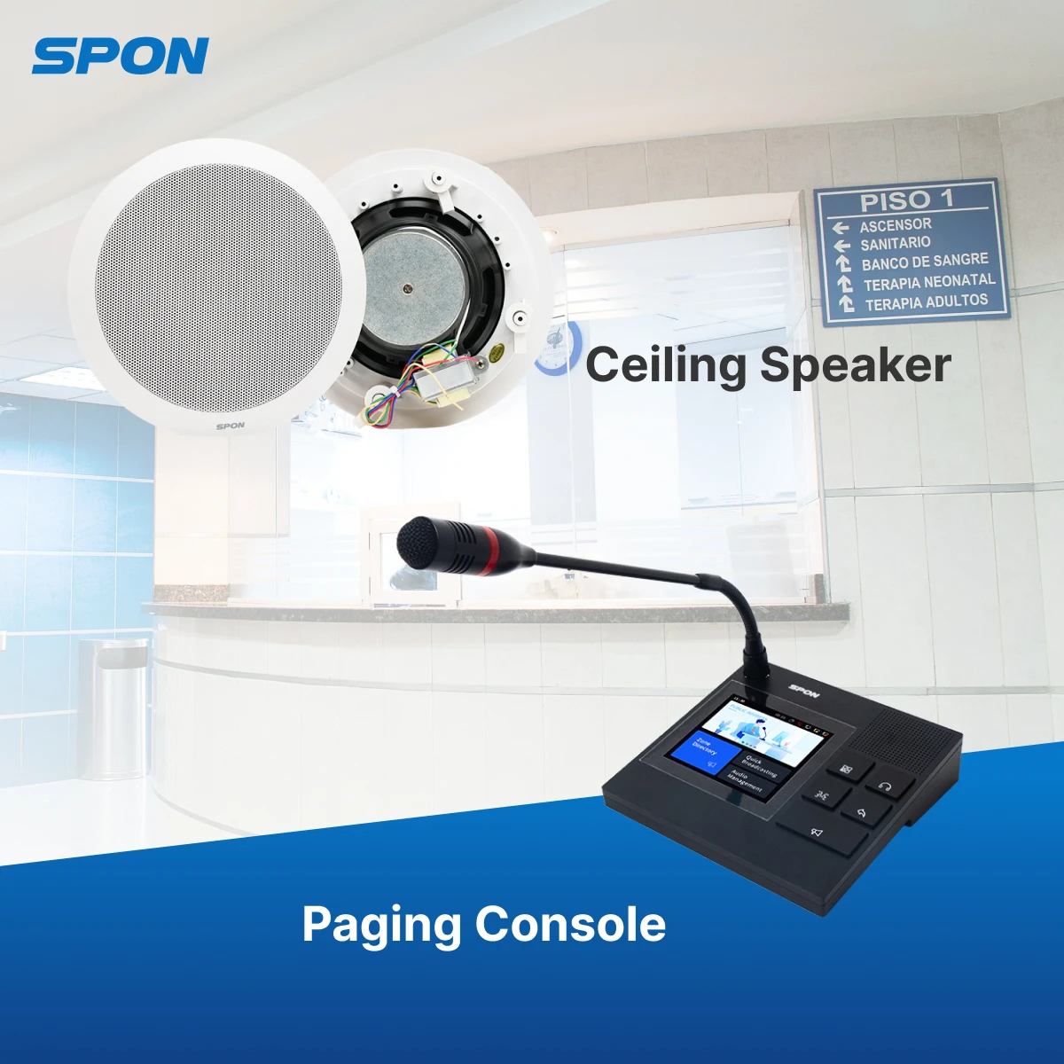 SPON Small IP Paging Public Address System For Hospital or Clinic Paging