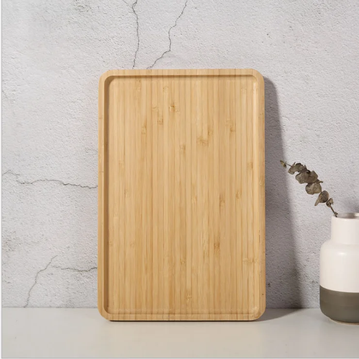 Bamboo Serving Tray Plates Breakfast Dish Wooden Food Tray For Home Restaurant Bamboo Snack Plate