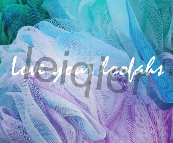 Custom Logo Loofah Bath-Sponge Swirl-Set-XL-75g Extra-Large Mesh Pouf (4 Pack Color Swirls) Luffa Loofa Loufa Puff Scrubber