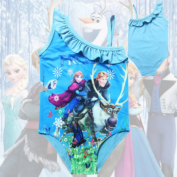 
Wholesale Cute Fashion Little Girls Baby Kids Anime Cartoon Printed Ruffle Swimsuits One Piece Swimwear For Children 