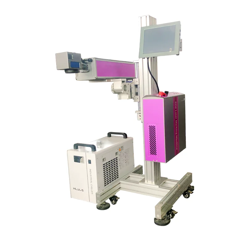 30w 40w 60w 100w 120w CO2 Online Flying Laser Marking Machine with CNF 130B Touch Screen Control System
