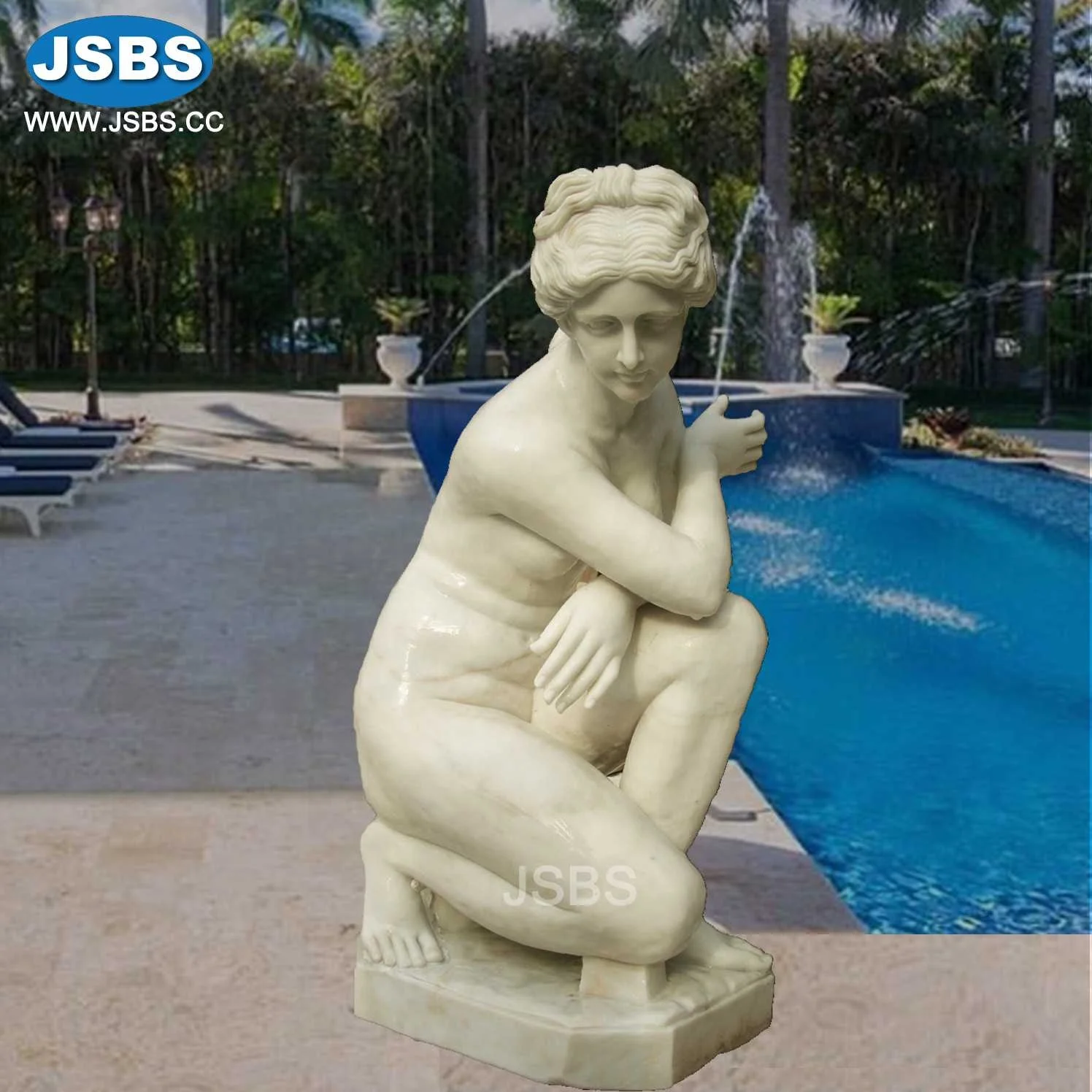 Garden Decor Carved Stone Naked Sex Girl Statue