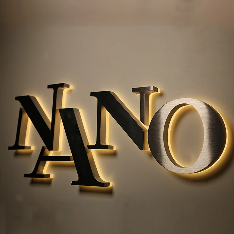 Customized company hotel image wall logo sign back luminous letter led logo sign