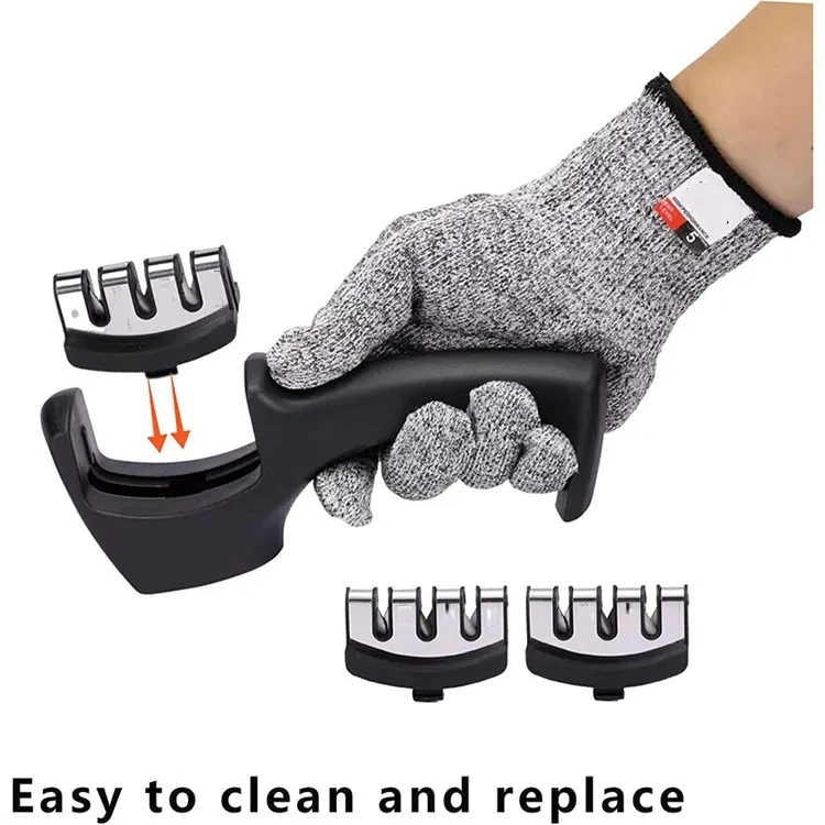 Hot Sale Professional Knives Sharpening Stage Manual Knife Sharpener With Non Slip Rubber Handle
