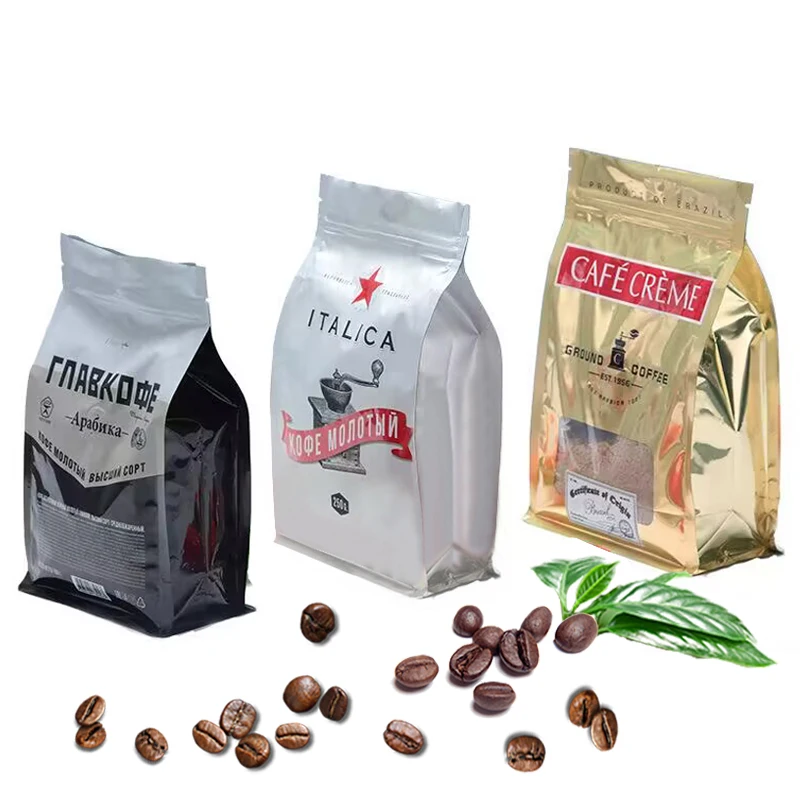 Custom Color Digital Printing 250g Coffee Bean Zip Lock Packaging Pouch Flat Bottom Coffee Bag With Valve Easy Tear Strip Zipper