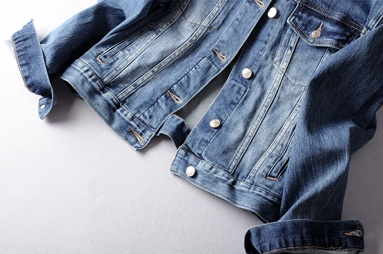 
Bomber Regular Length High Quality Jean Jackets Wonen Denim Jacket Jeans 