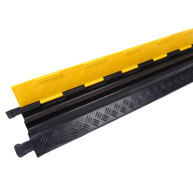 2 канальный кабель протектор движения лежачий полицейский резиновый лежачий полицейский пандусы кабель протектор с желтым (полиуретан) с откидной крышкой открыть верхнюю крышку