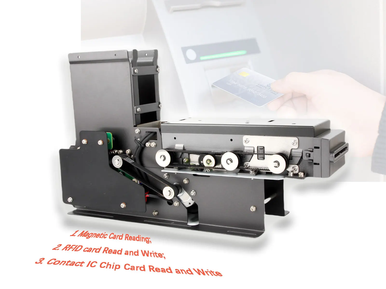 Magnetic Card Dispenser with RFID and IC Card Reader Module Compliance to ISO7811/ISO14443/ISO7816 Standards