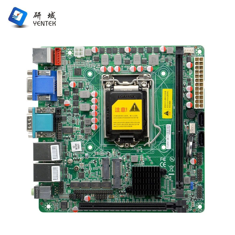 YENTEK Intel LGA1155 Z77 chipset 2 DDR3 VGA HD PCIE X16 6 RS232 COM  win7 linux ubuntu industrial pc mini itx motherboard