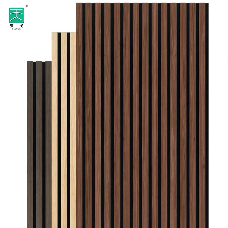 Tiange Mdf Wooden Polyester Acoustic Wall Natural Oak Soundproof Board Acoustical Slat Panel Sheets