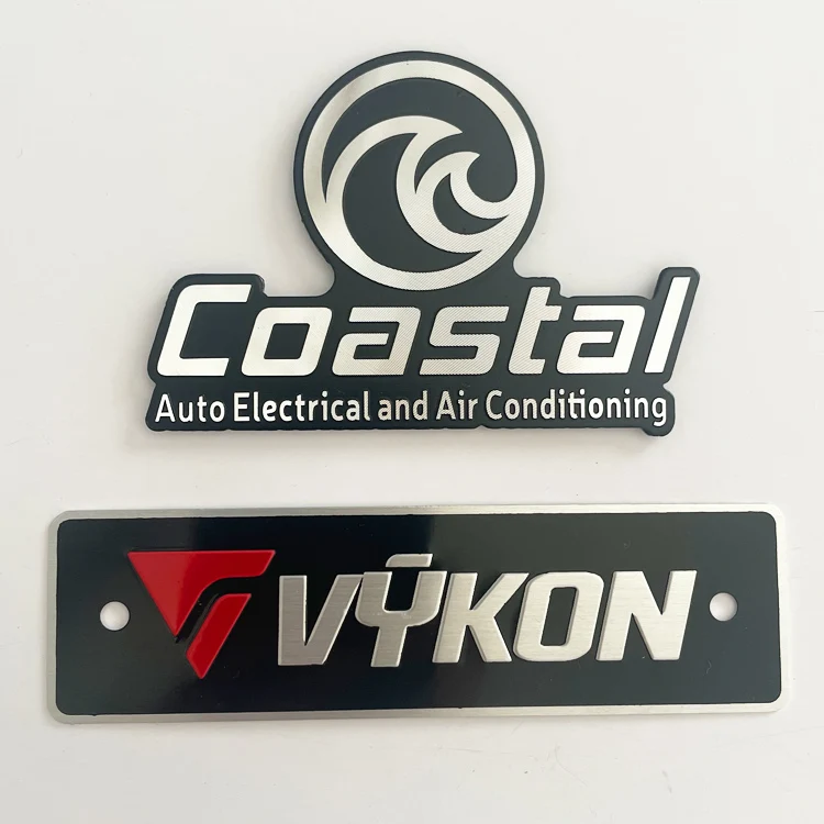 custom highlight embossed logo aluminum logo label metal nameplates
