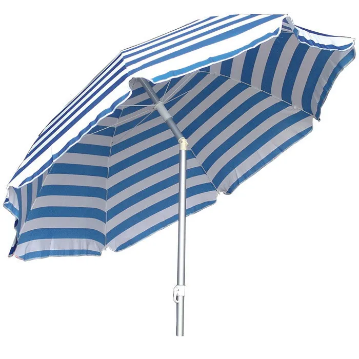 China Wholesale Sier Coated Straight Pattern Beach Umbrella Portable Folding and Windproof Big Stripe Printed for Adults