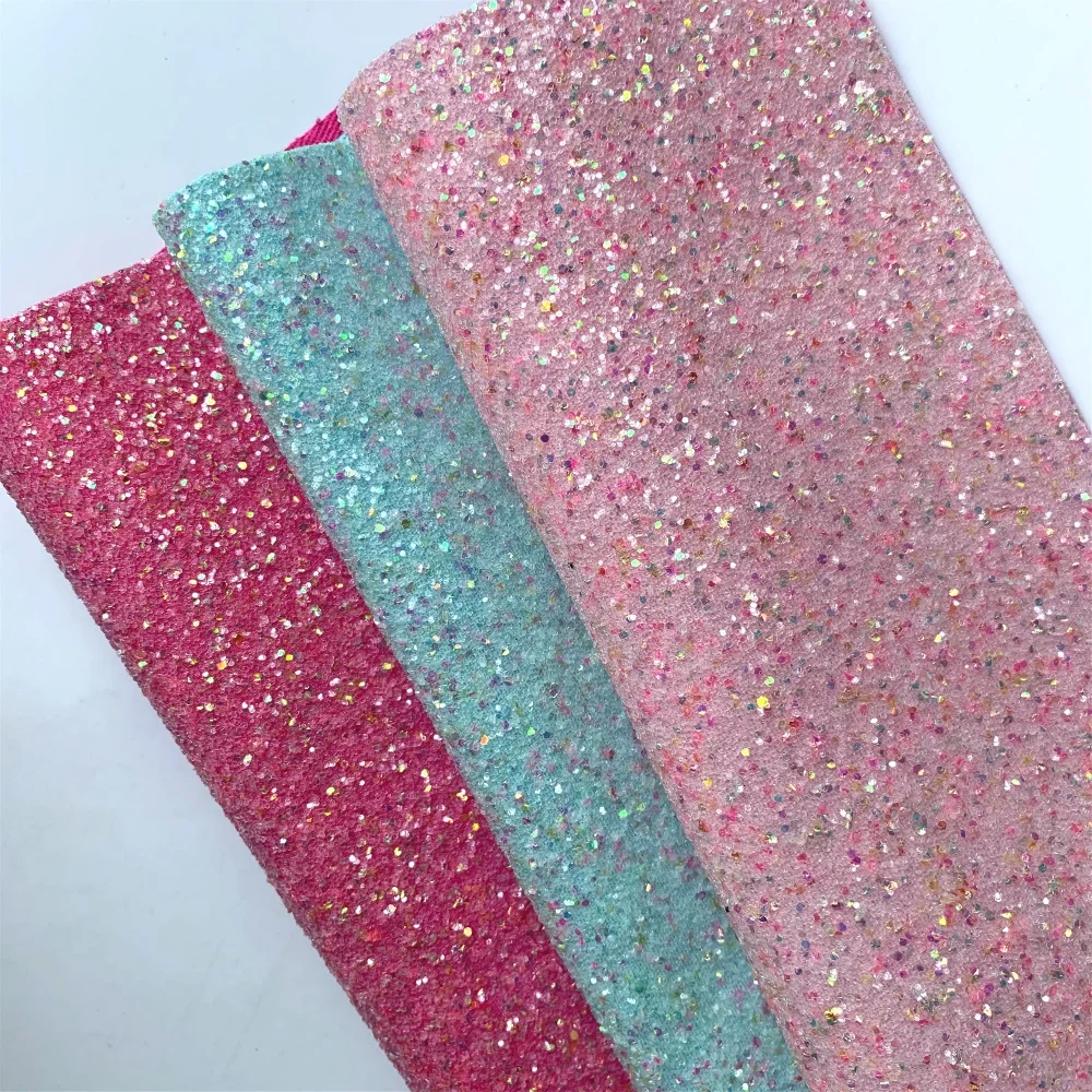 
New arrival neon chunky glitter fabric for bows 