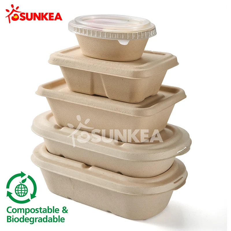 100% biodegradable compostable bamboo fiber pulp food container