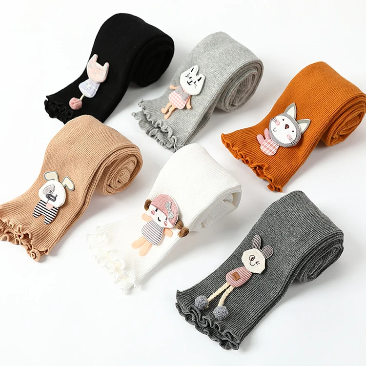 HY-1200 New Arrival 3d doll leggings tights combed cotton pantyhose girl for 0-8 years old