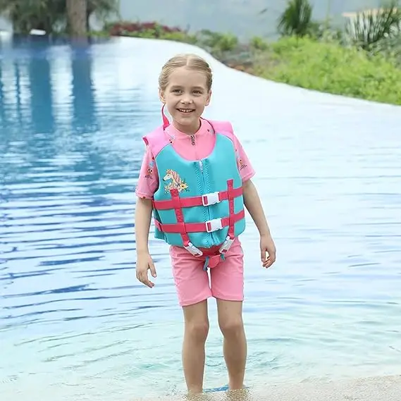 New Arrive Girls Neoprene EPE Floating Swim Trainer Vest Kids Swimming Aid Paddle Life Jacket Vest For Learning Life Vest