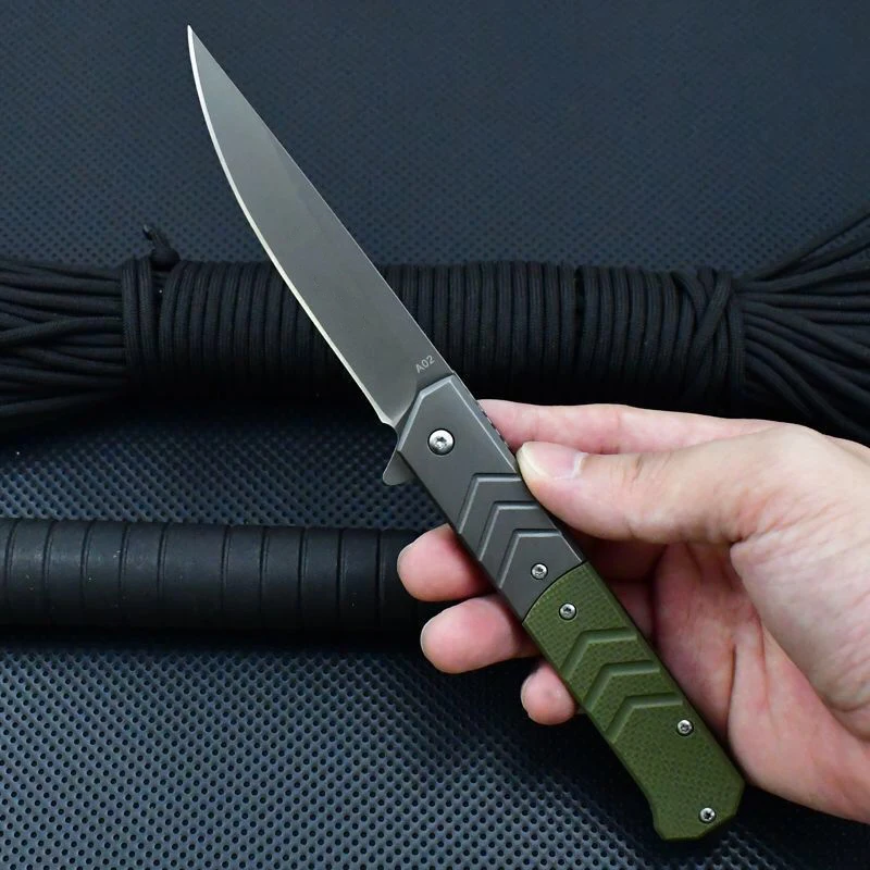 Hot Selling High-Quality 440C Blade G10 Handle Knife Camping Portable Pocket Knife Outdoor Folding Knife