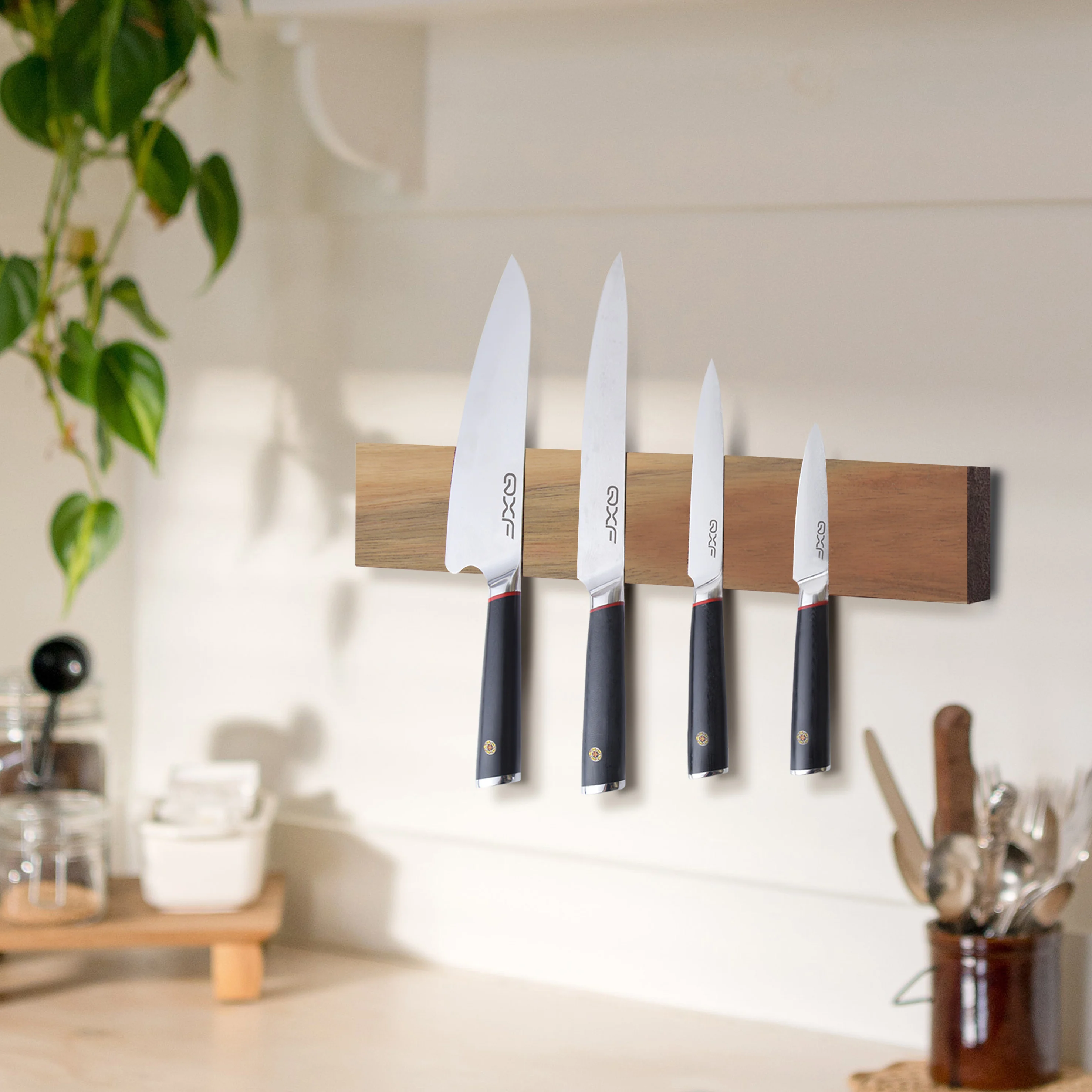 18 inch Strong Power Wooden Magnetic Knife Strip Acacia Wood Magnetic Knife Holder for Wall