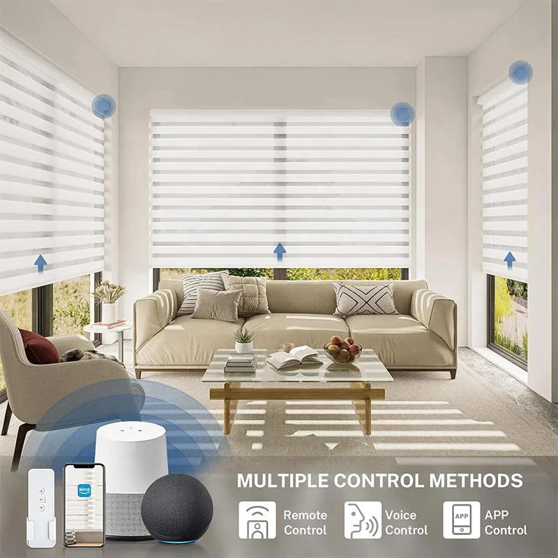 Zebra blinds cordless remote screen blackout automatic smart electric folding fabric roller blind motorized windows zebra blinds