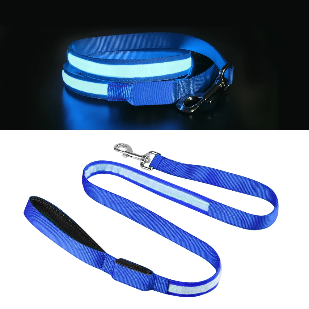New design Custom Print Logo Walking Night Glowing Led Flashing Dog Harness Collar Leash