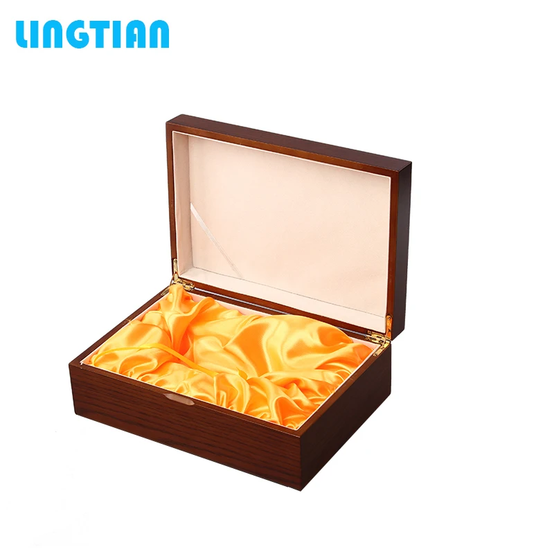 Luxury Satin Fabric Gift Packing MDF Wine Wooden Box